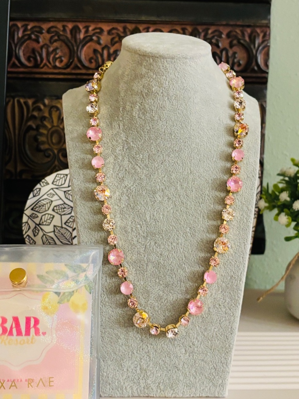 Bar by Alexa Rae Lucy In The Sky Necklace- Pink Cloud on Gold